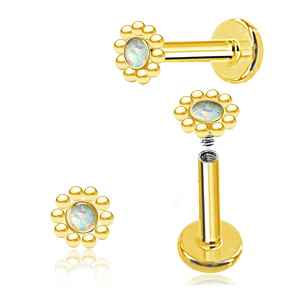 Round Dots Gold 16 Gauge Labret Bar