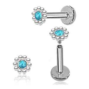 Round Dots Silver 16 Gauge Labret Bar