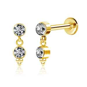 Crystal Drop Labret Bar Surgical Steel