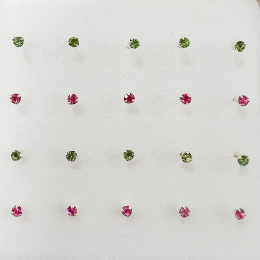 Bulk Buys Nose Stud Green & Pink
