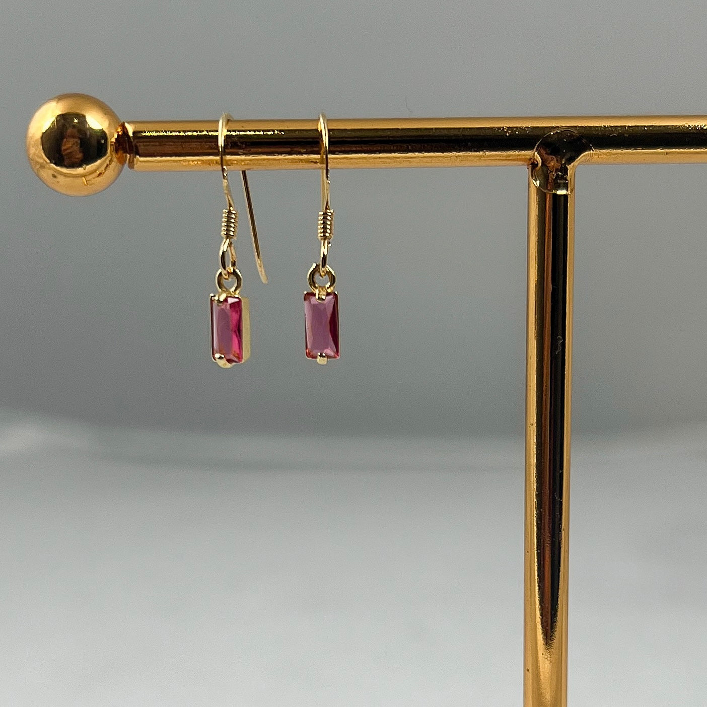 18K Gold Crystal Earring Pink