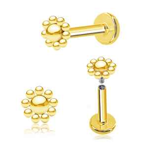Round Dots Gold 16 Gauge Labret Bar