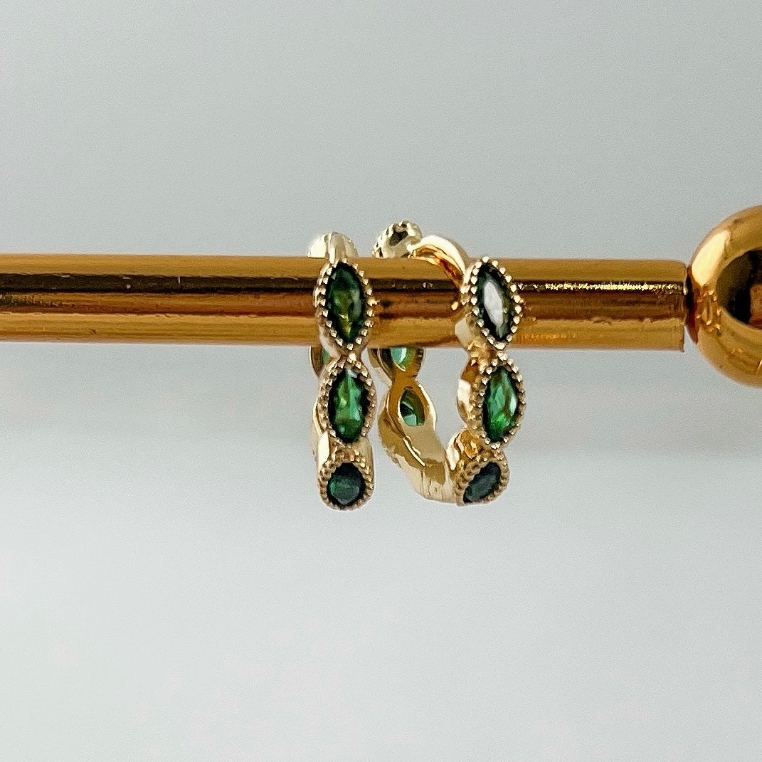 Green Cubic Zirconia Hoops 18k Plated