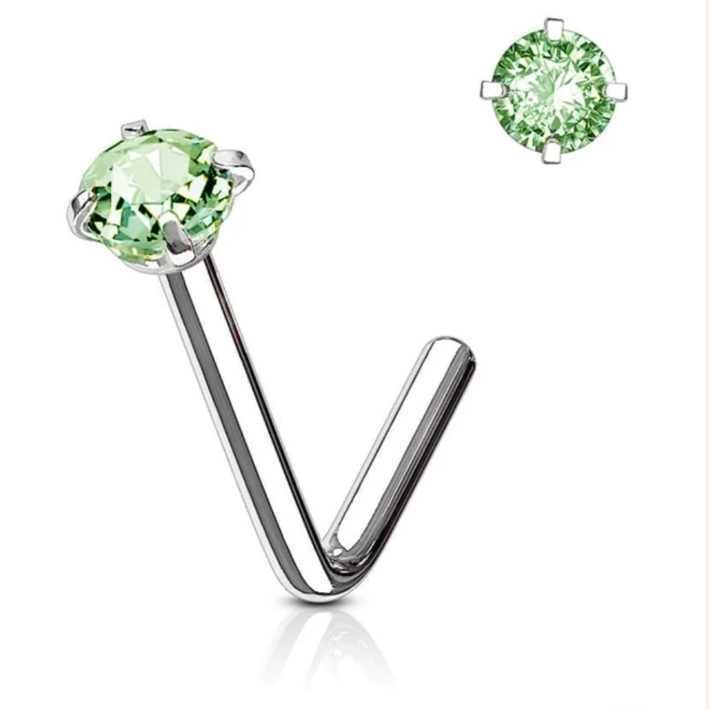 Bulk Buys Nose Stud Green & Pink