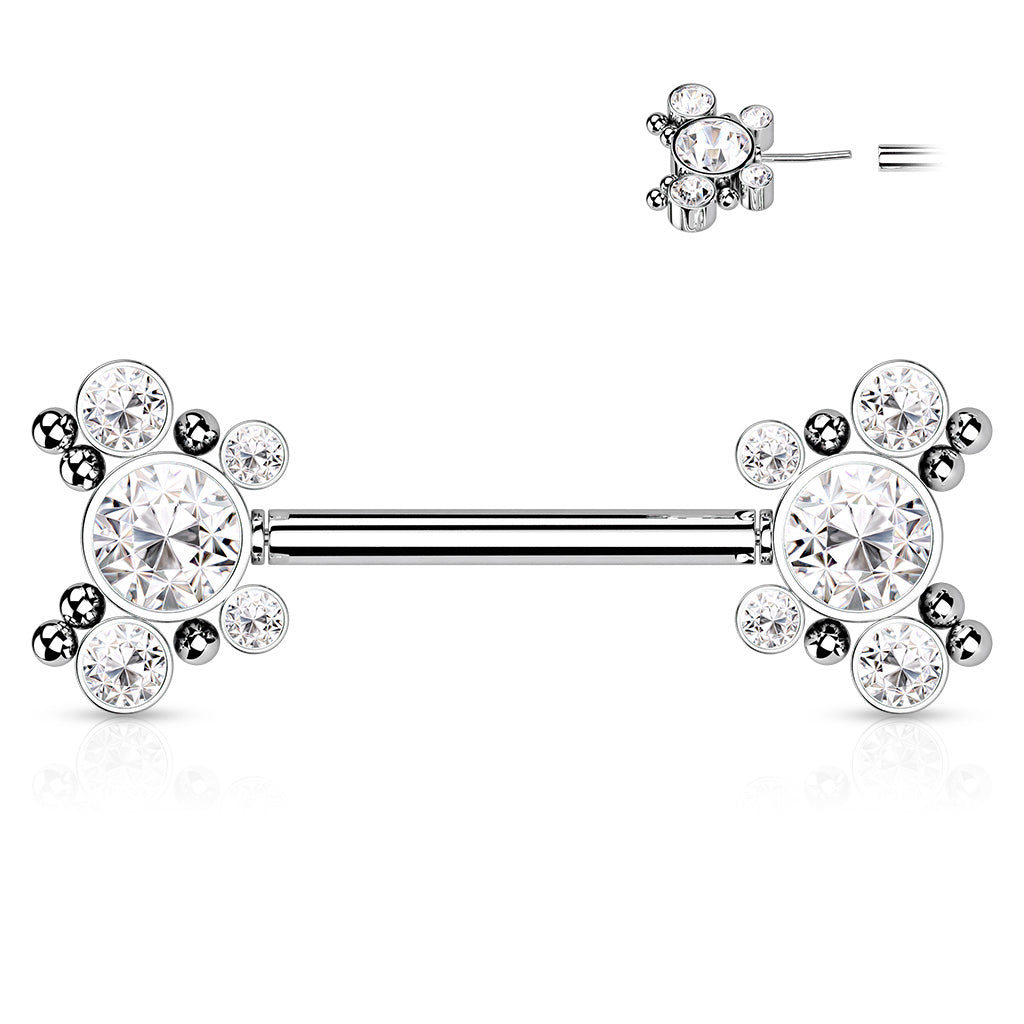 Clear Crystal Nipple Bar