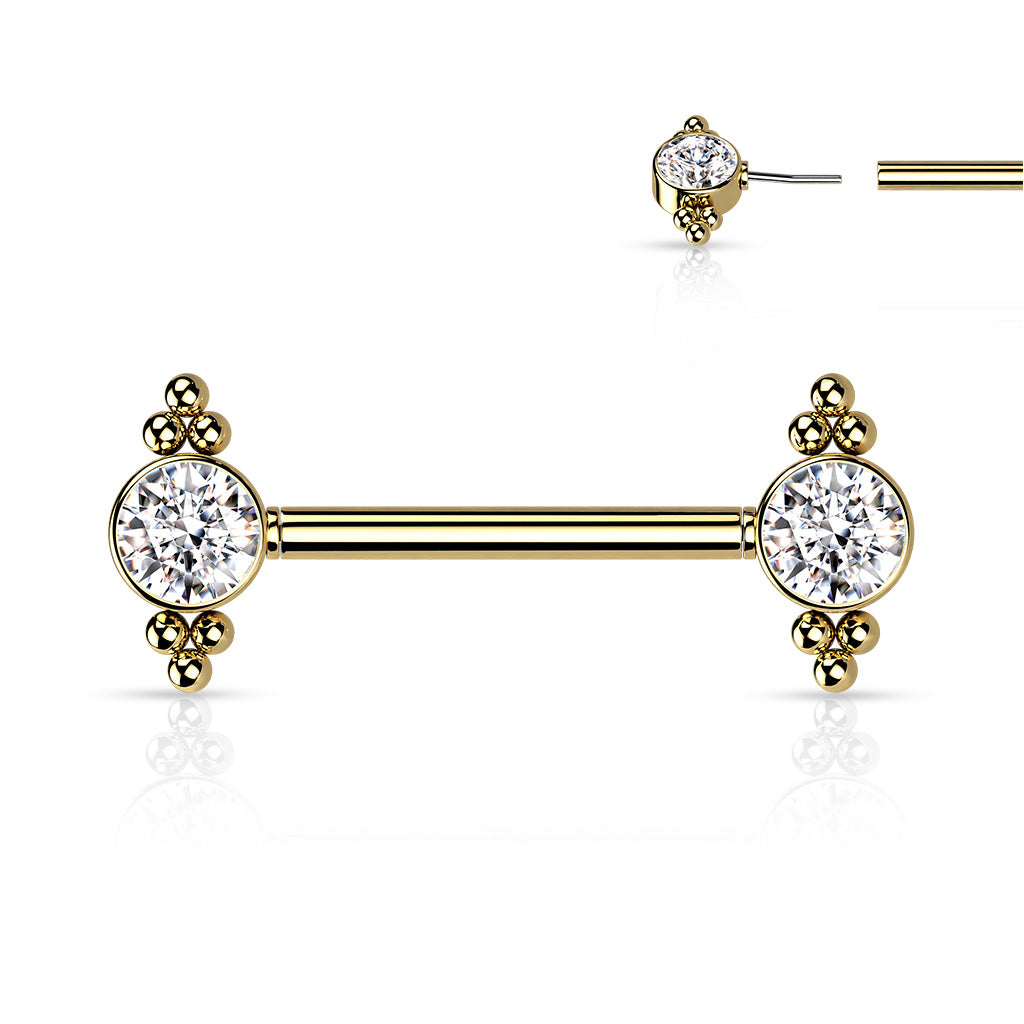 Gold Crystal Nipple Bar