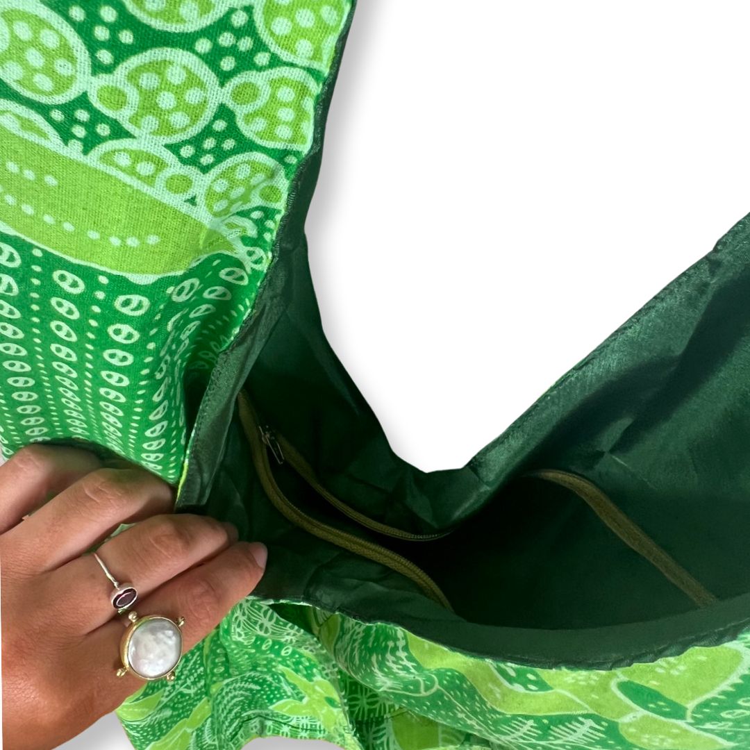 Bohemian Cotton Batik Shoulder Bag Green