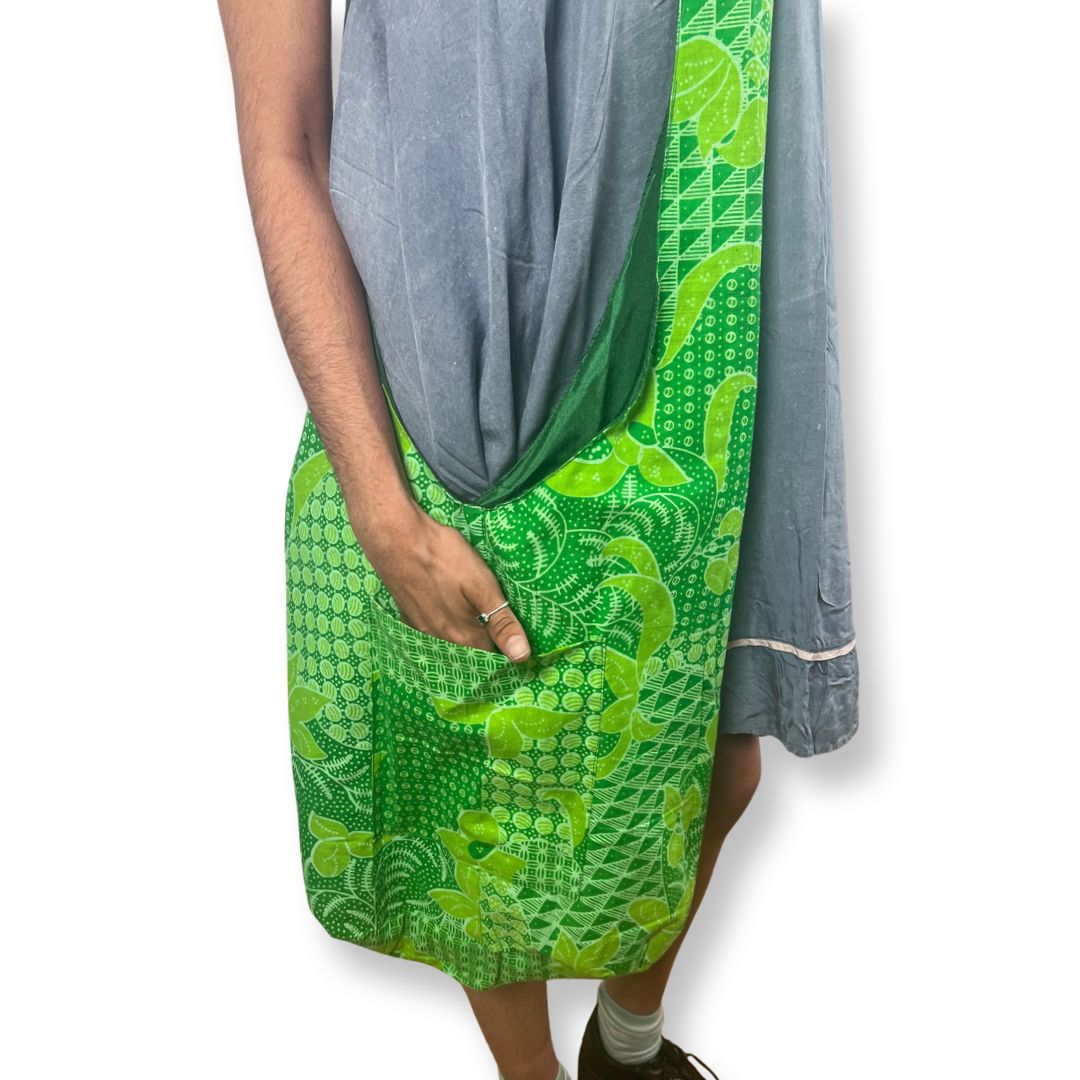 Bohemian Cotton Batik Shoulder Bag Green