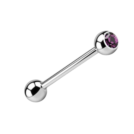 Surgical Steel Amethyst Tongue Bars