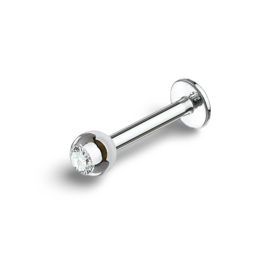 Surgical Steel Crystal Labret Bar 16 Gauge