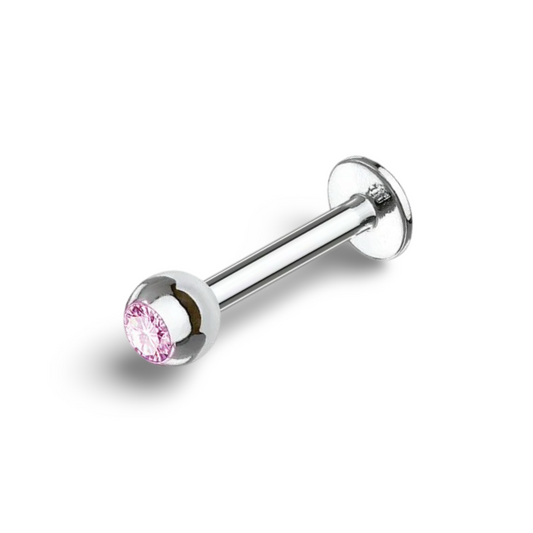 Surgical Steel Light Pink Labret Bar 16 Gauge