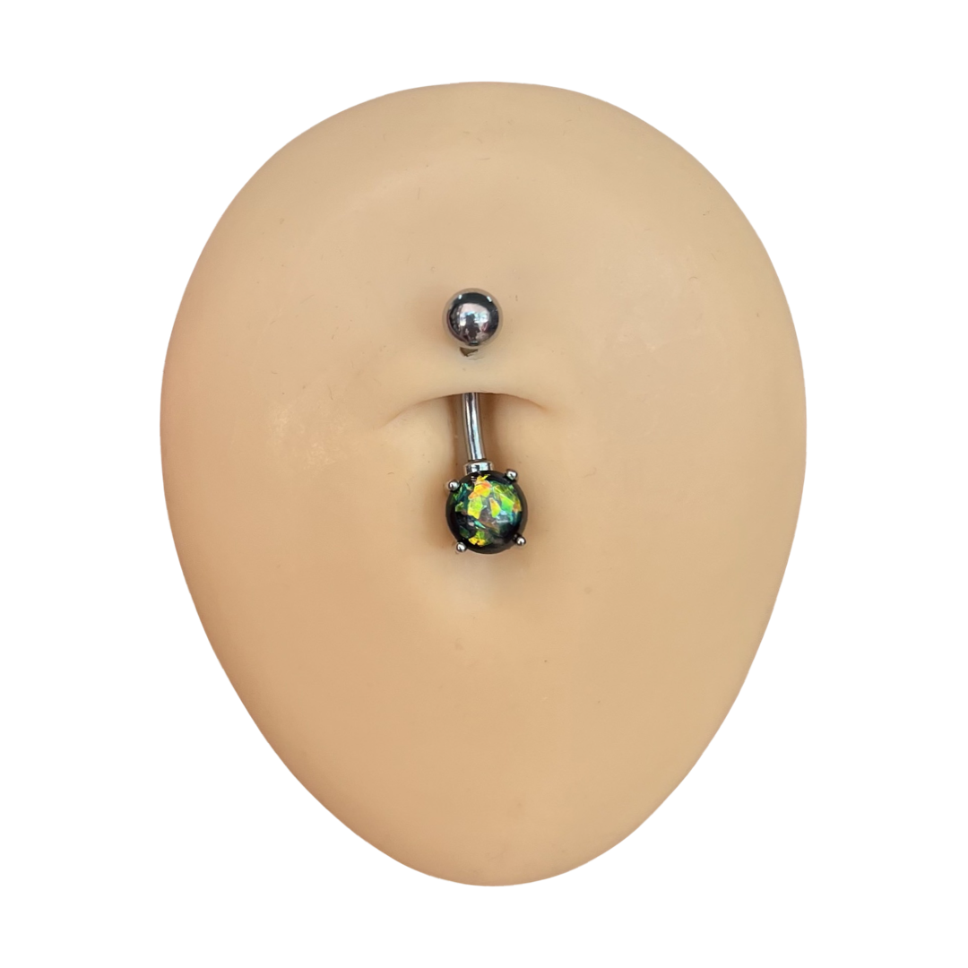 Opal Glitter Surgical Steel Belly Bar
