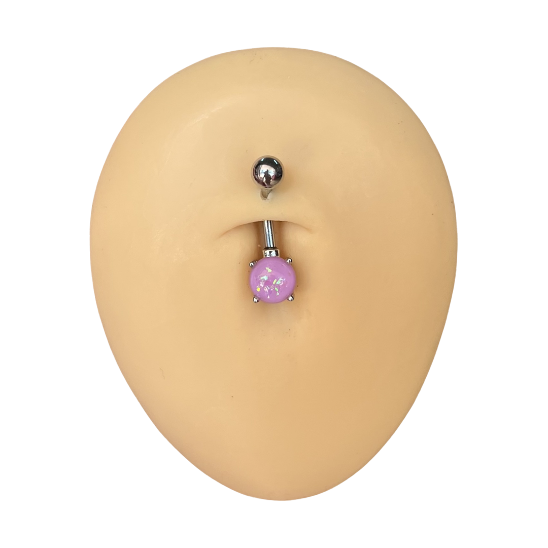 Opal Glitter Surgical Steel Belly Bar