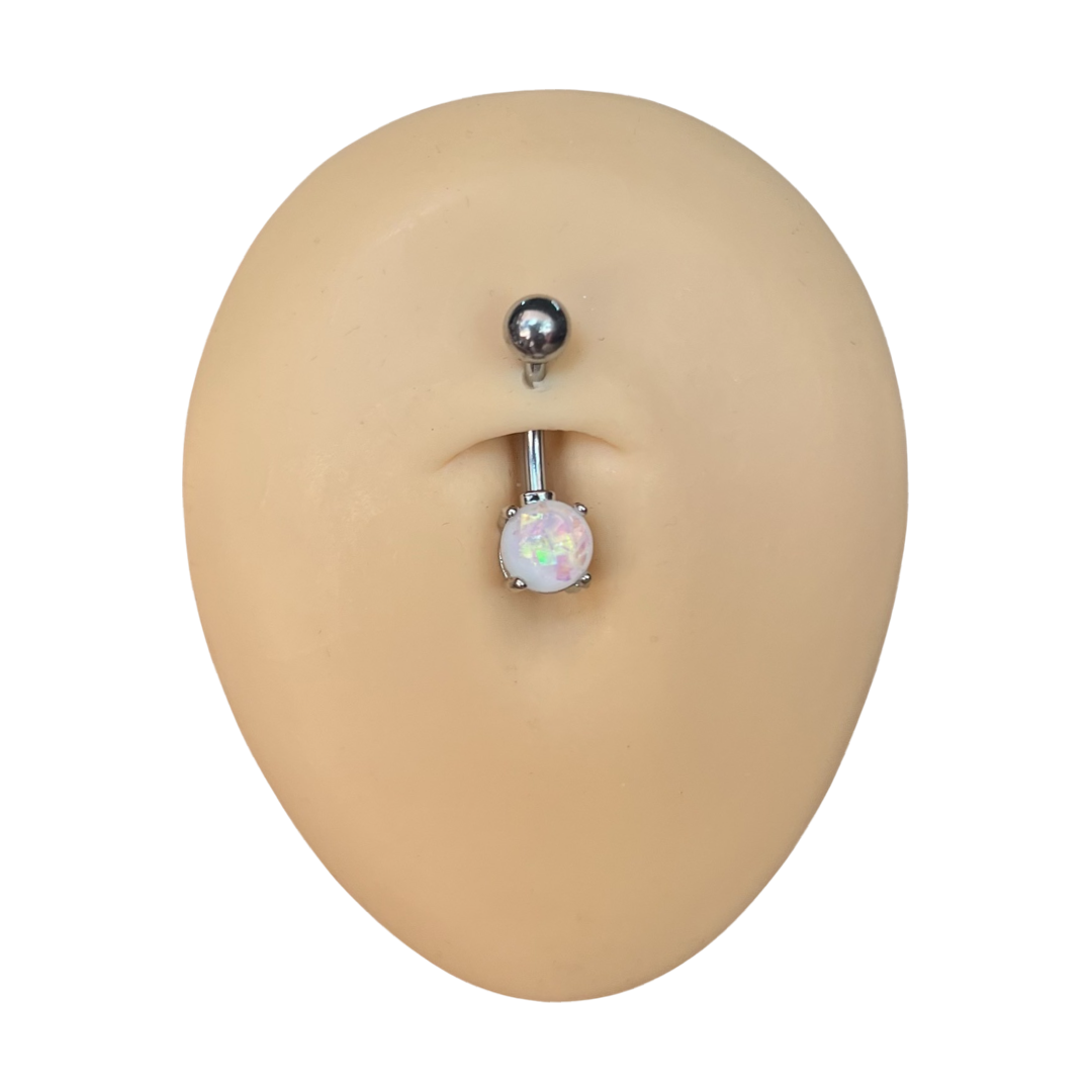 Opal Glitter Surgical Steel Belly Bar