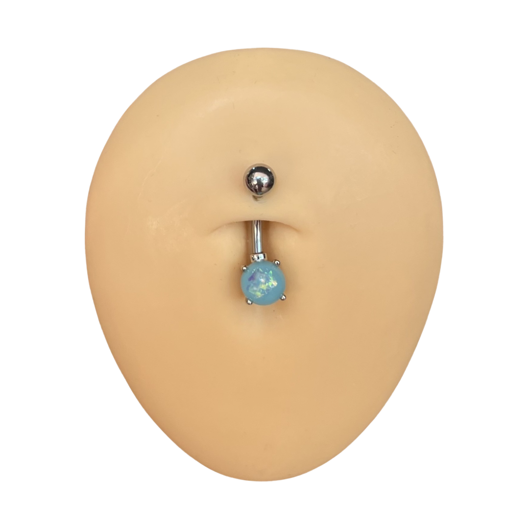 Opal Glitter Surgical Steel Belly Bar