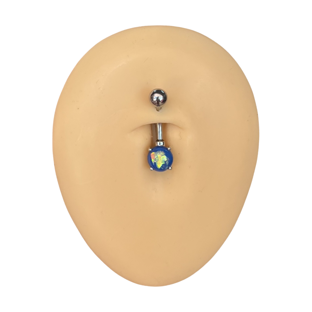 Opal Glitter Surgical Steel Belly Bar