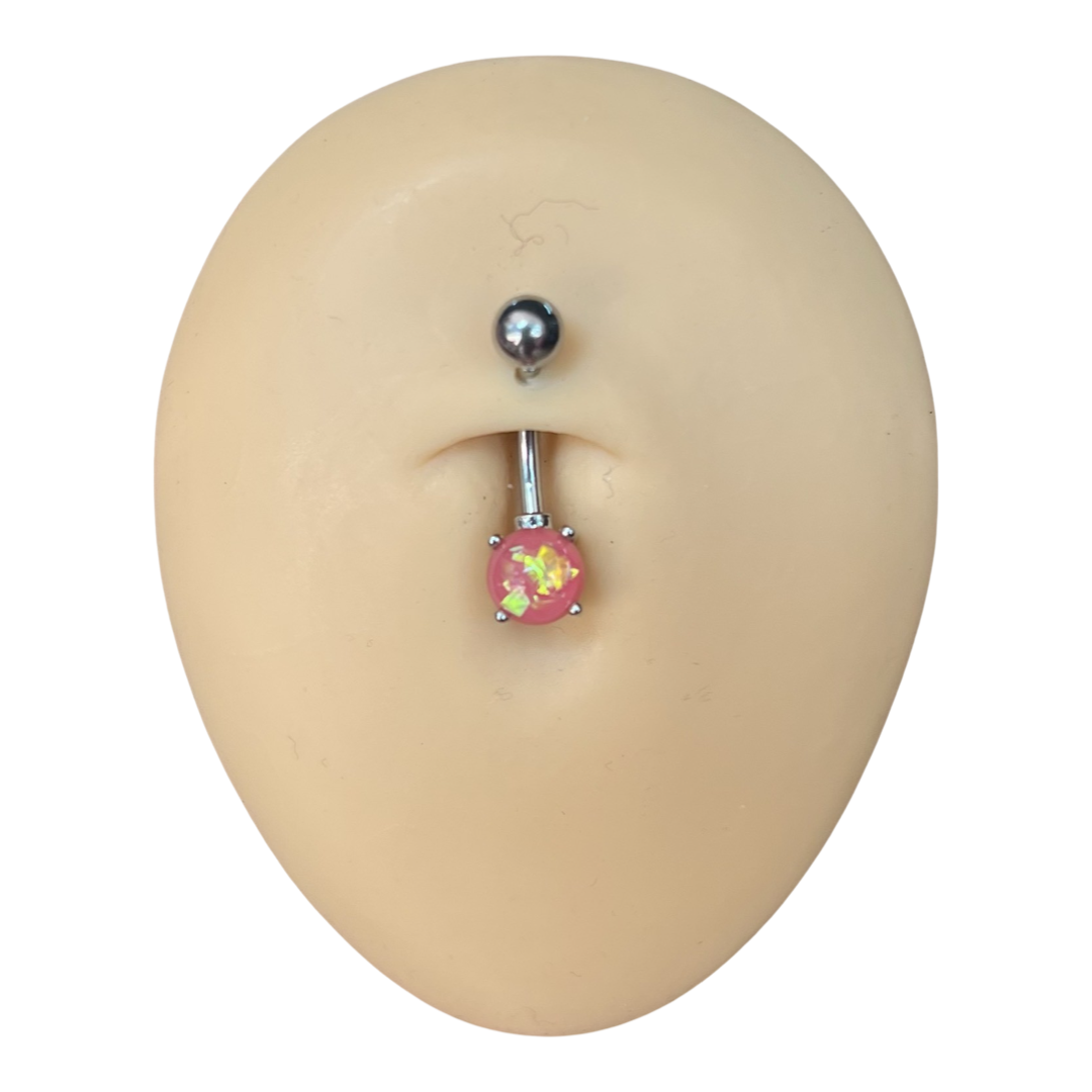 Opal Glitter Surgical Steel Belly Bar