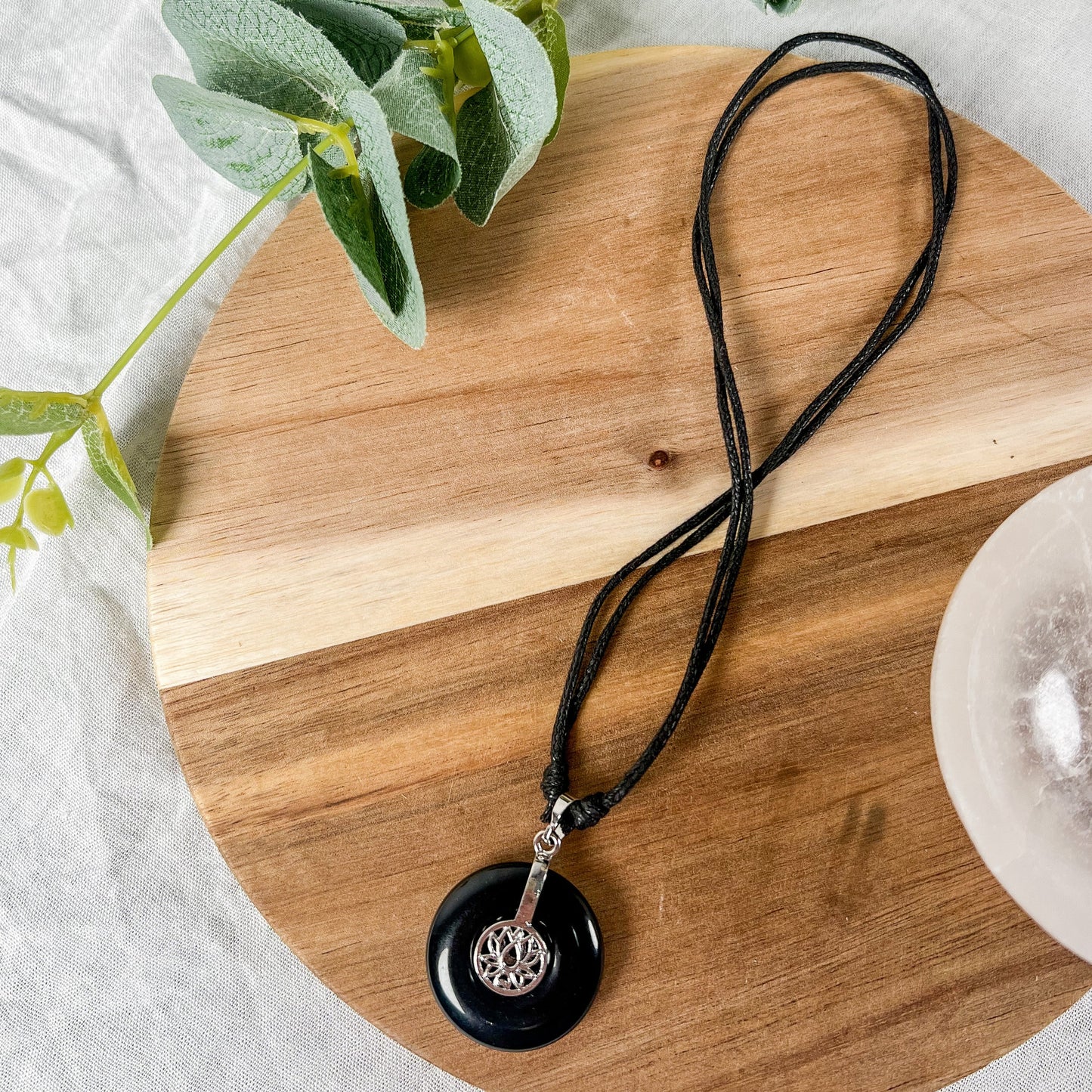 Black Agate Lotus Necklace