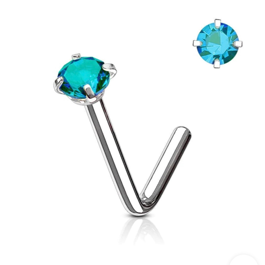 Blue Zircon Sterling Silver Stud