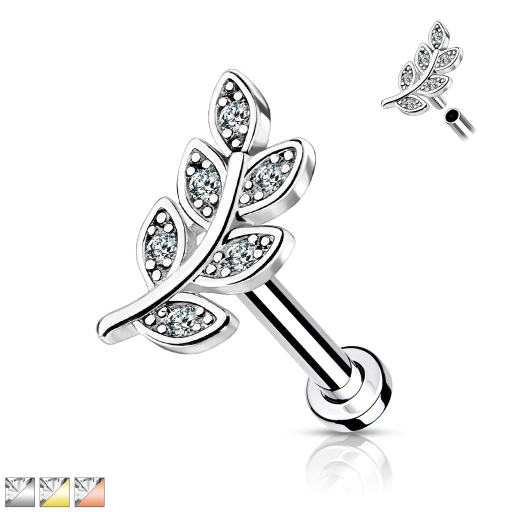 Feather Flat Back Labret Bar 16 Guage