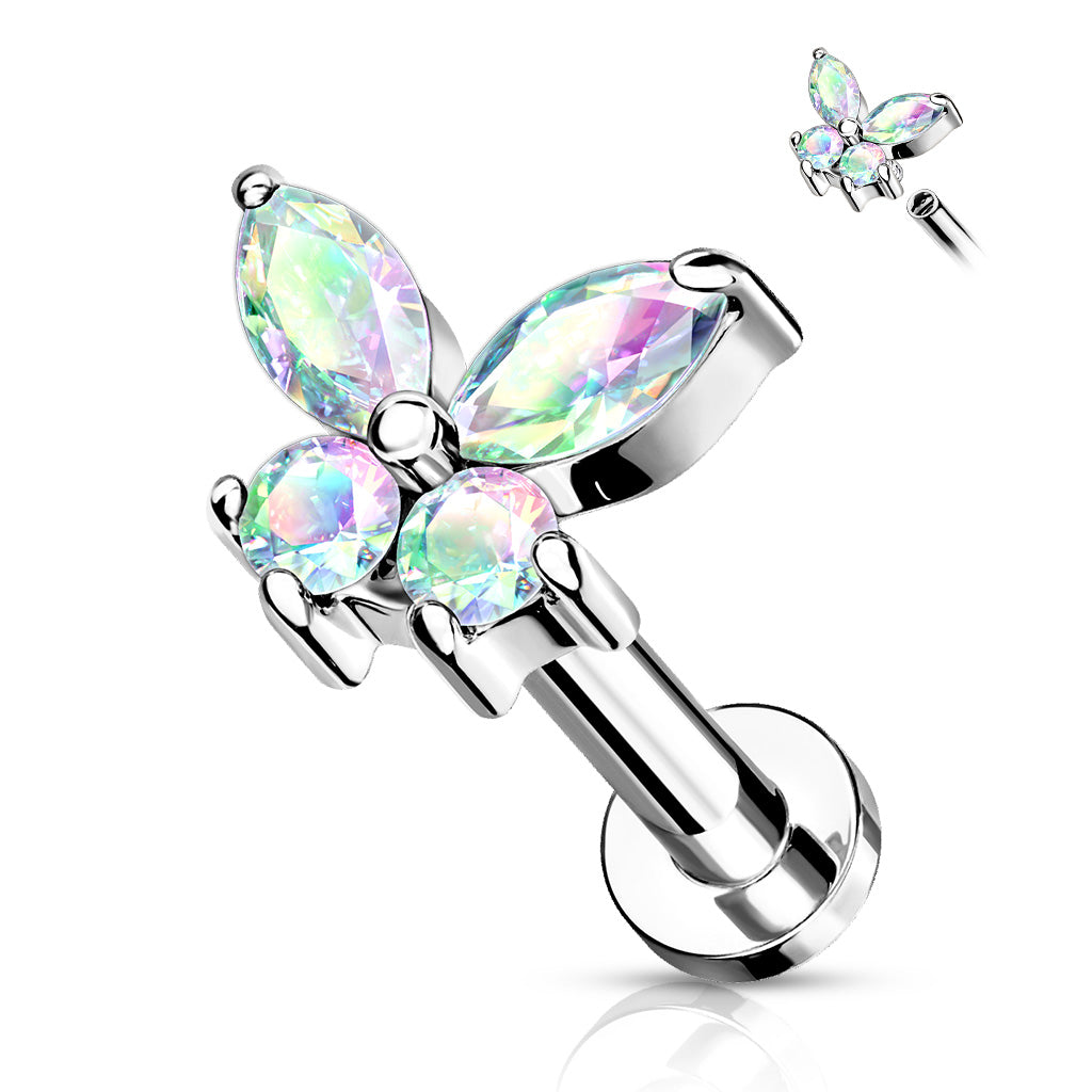 Butterfly Labret Bar Flat Back Stud