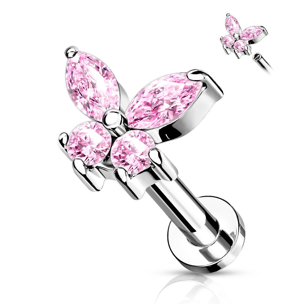 Butterfly Labret Bar Flat Back Stud