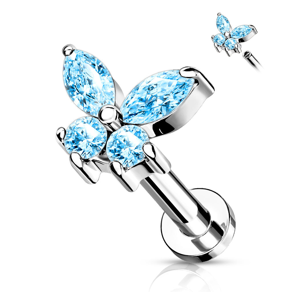 Butterfly Labret Bar Flat Back Stud