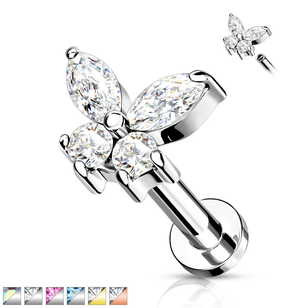 Butterfly Labret Bar Flat Back Stud