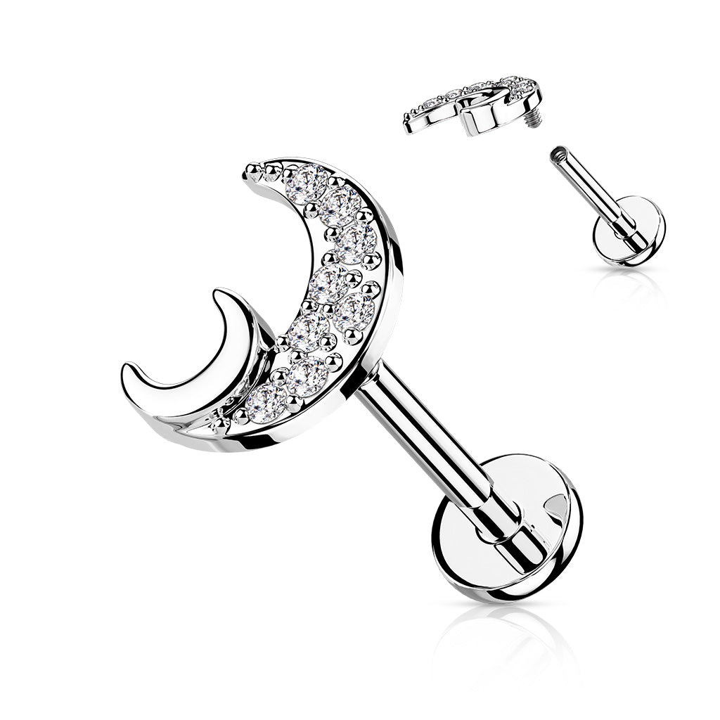 Moon Labret Bar Flat Back Stud