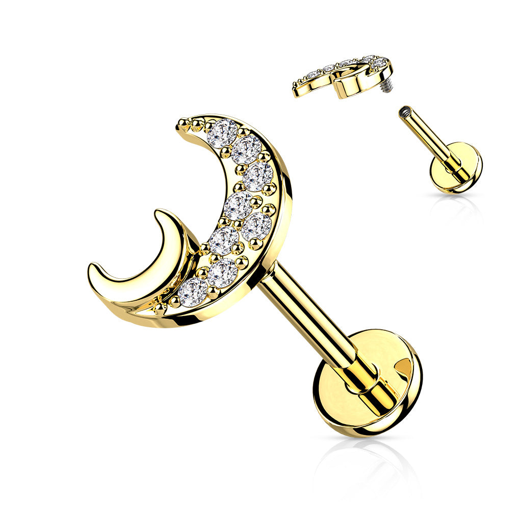 Moon Labret Bar Flat Back Stud