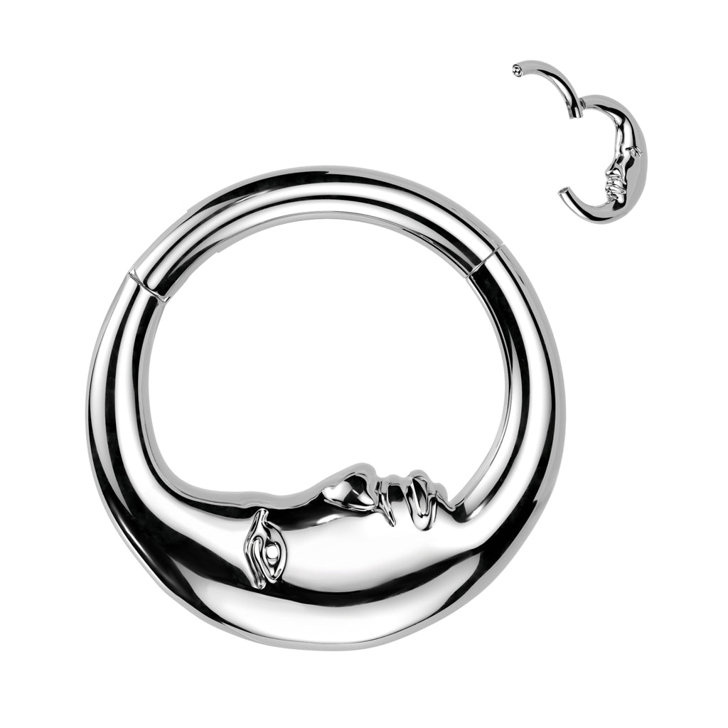 Sleepy Moon Clicker Ring Surgical Steel