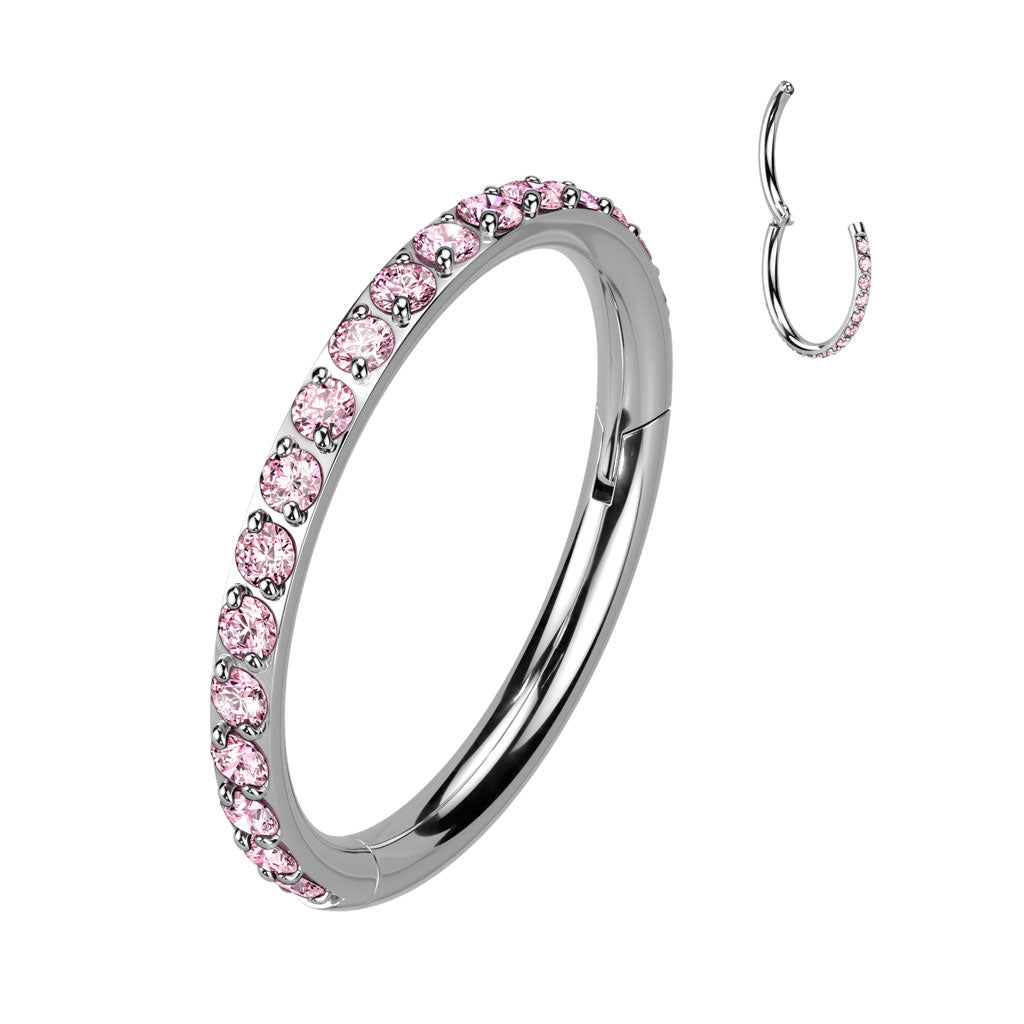 Pink Crystal Surgical Steel Hoop