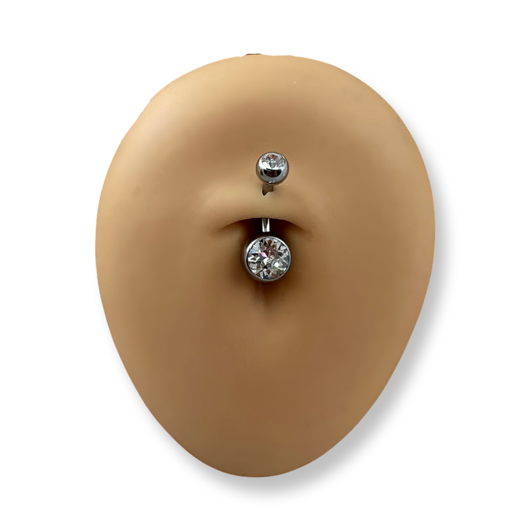 Clear Double Jewel Belly Bar