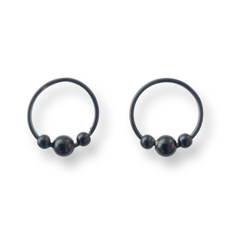 Sterling Silver Nose Rings Three Balls