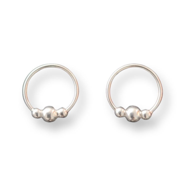 Sterling Silver Nose Rings Three Balls
