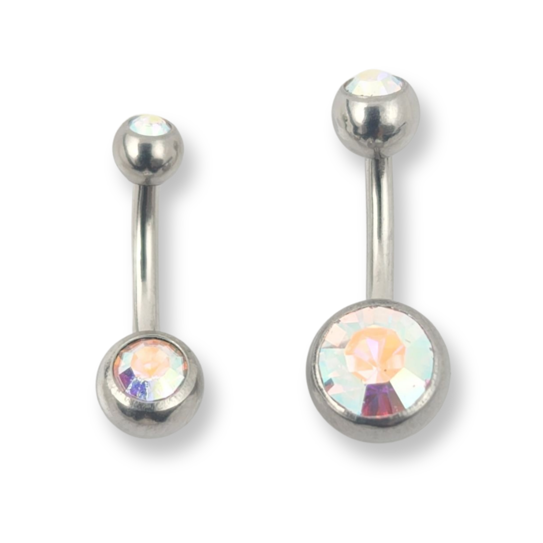 Rainbow Double Jewel Belly Bar