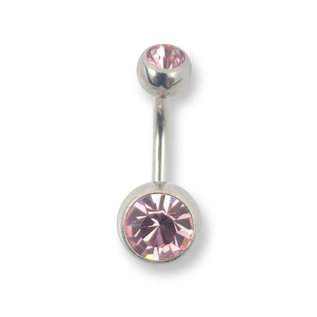 Rose Double Jewel Belly Bar
