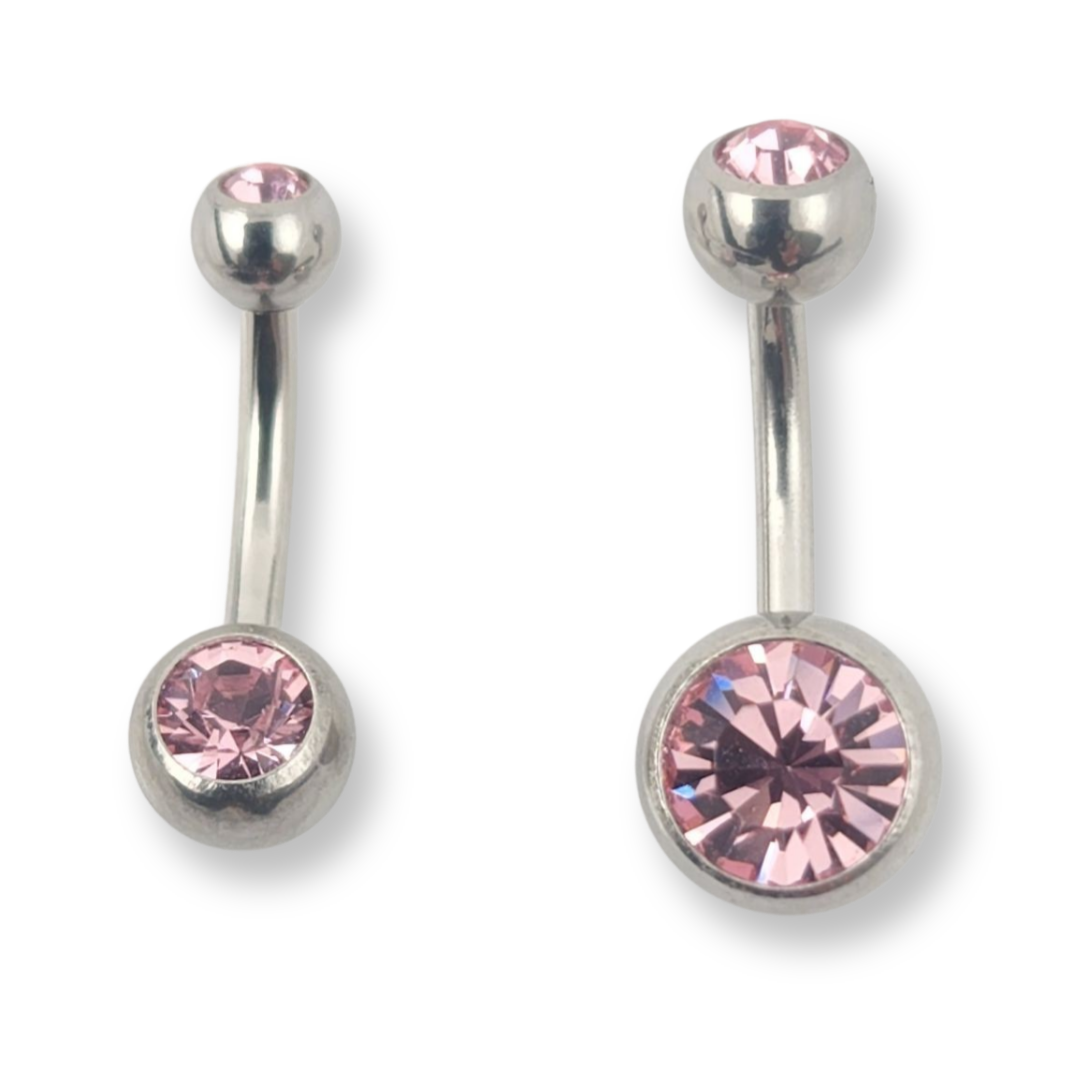 Rose Double Jewel Belly Bar