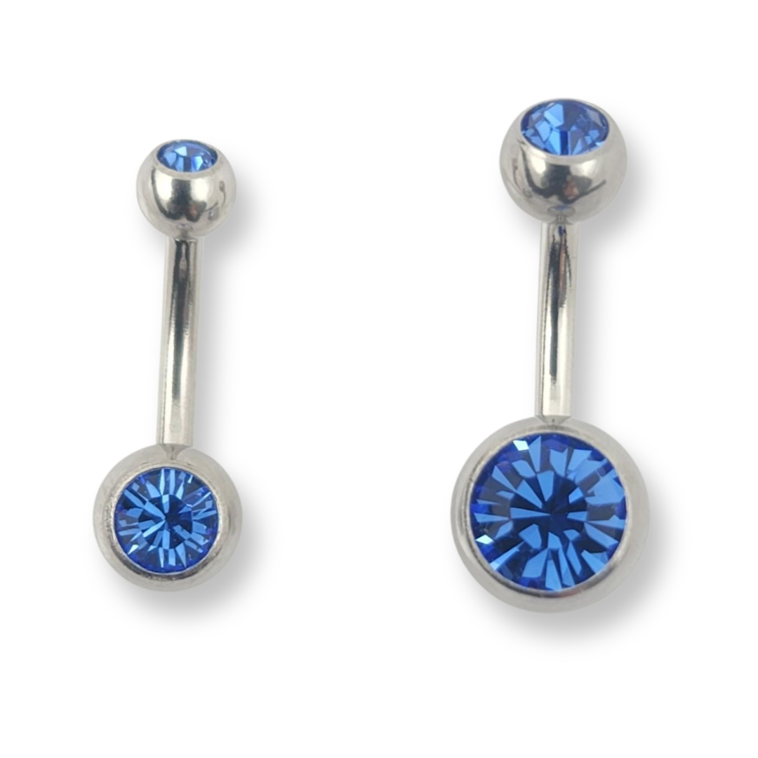 Sapphire Double Jewel Belly Bar