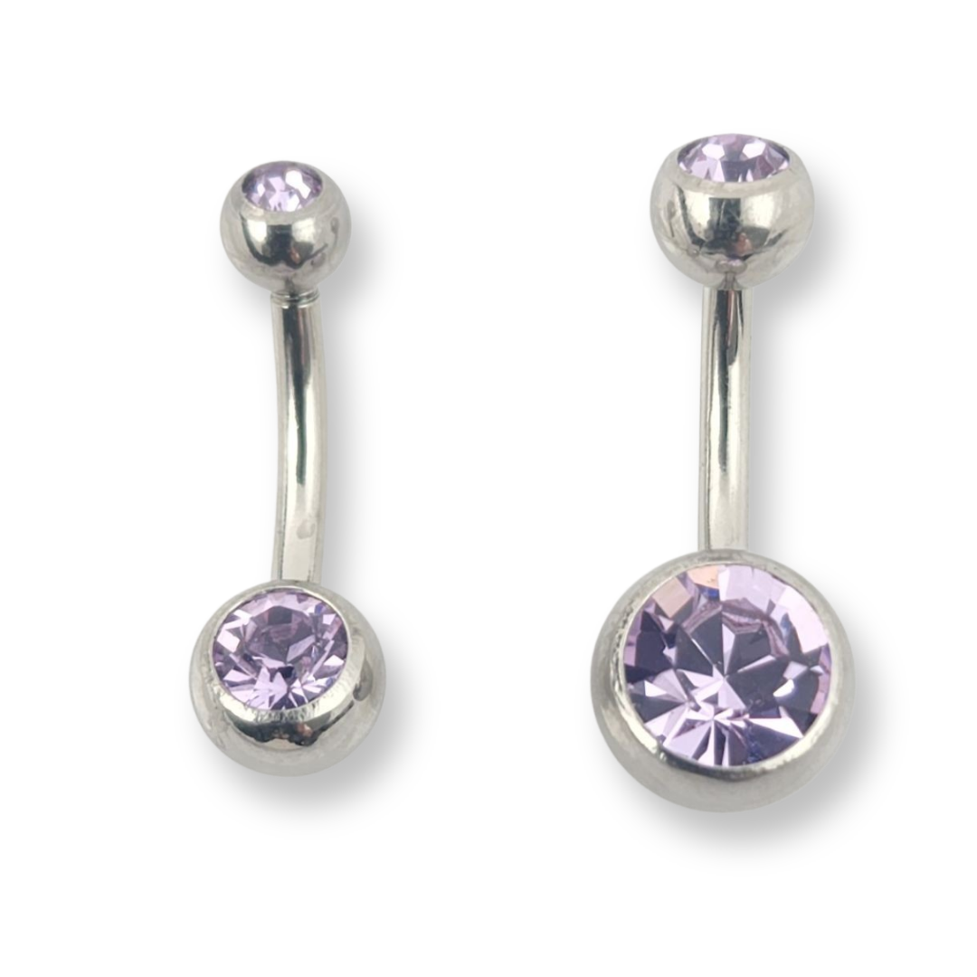 Violet Double Jewel Belly Bar