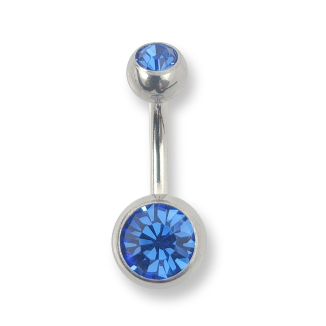 Sapphire Double Jewel Belly Bar