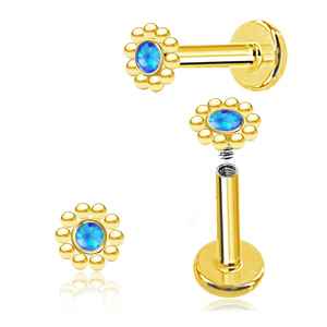 Round Dots Gold 16 Gauge Labret Bar