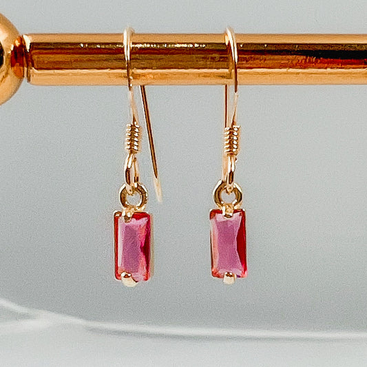 18K Gold Crystal Earring Pink