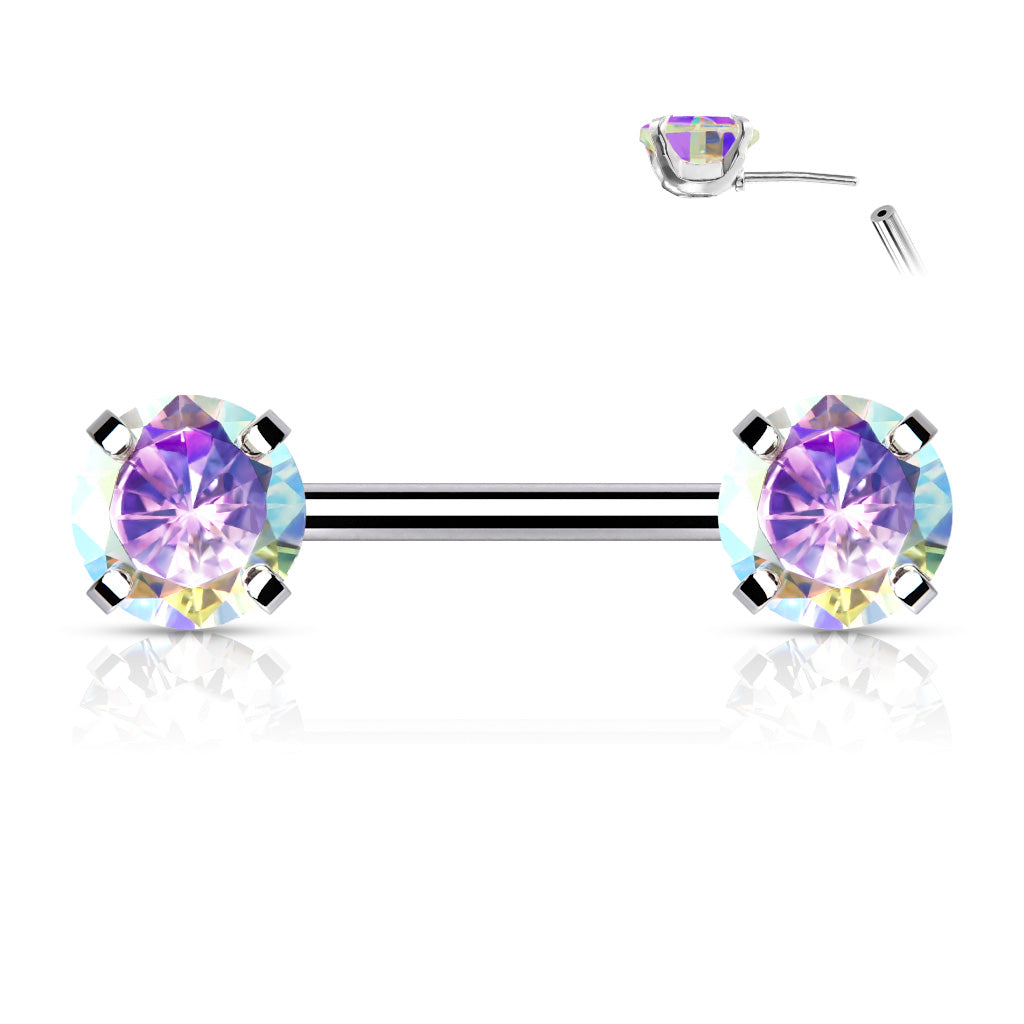 Rainbow Gem Crystal Nipple Bar