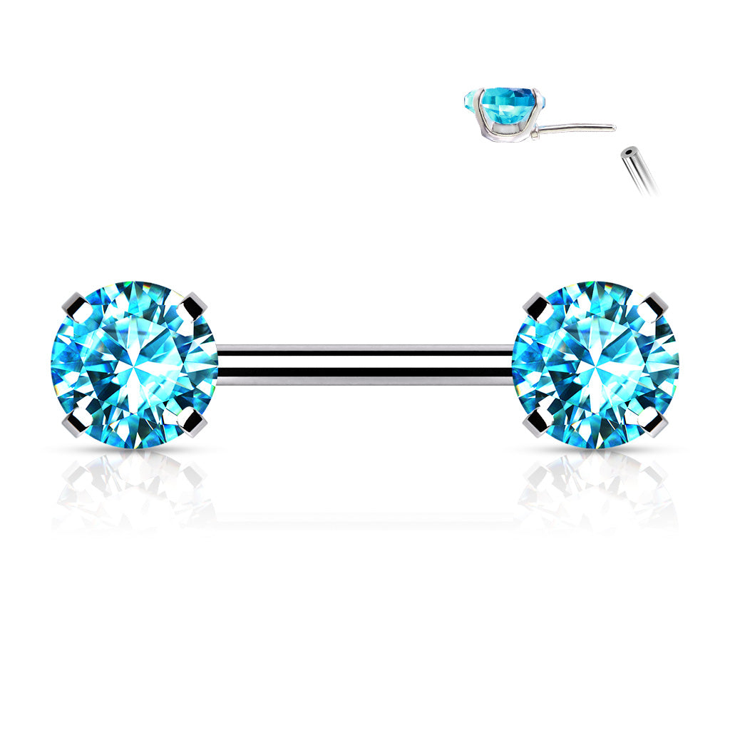 Blue Gem Crystal Nipple Bar