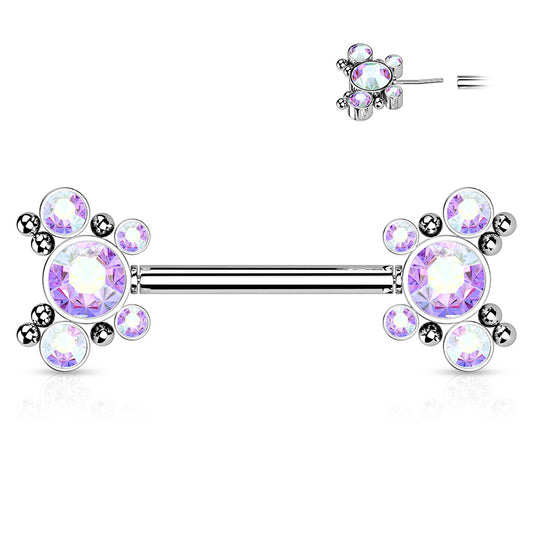 Rainbow Crystal Nipple Bar