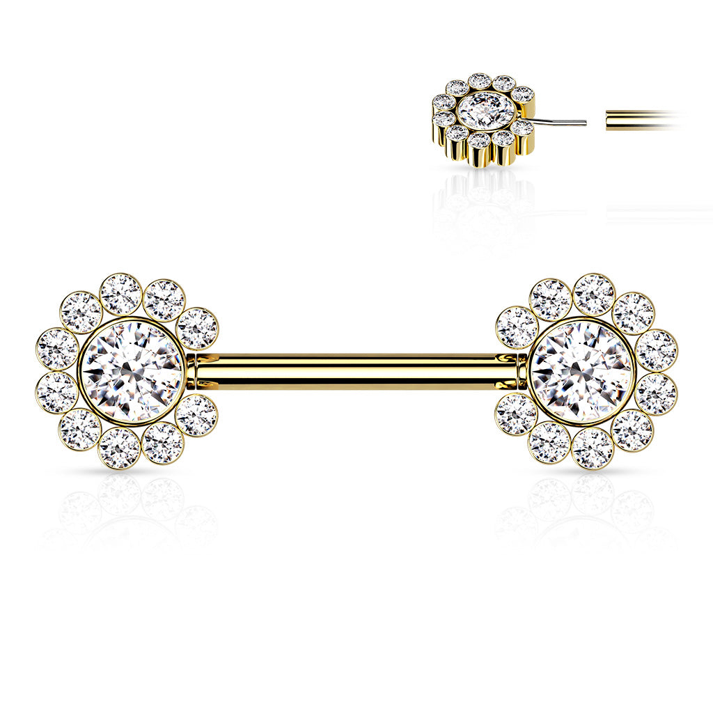 Gold Flower Nipple Bar