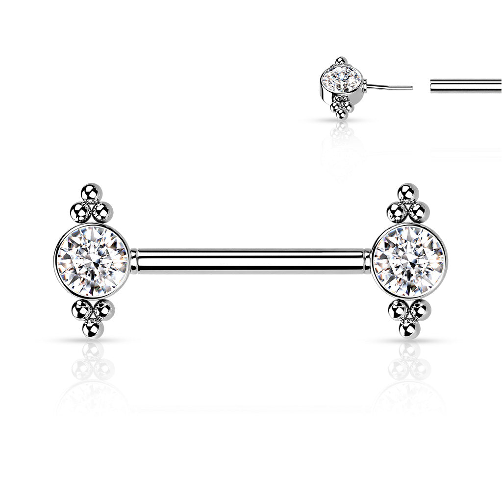 Silver Crystal Nipple Bar