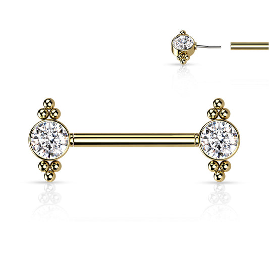 Gold Crystal Nipple Bar
