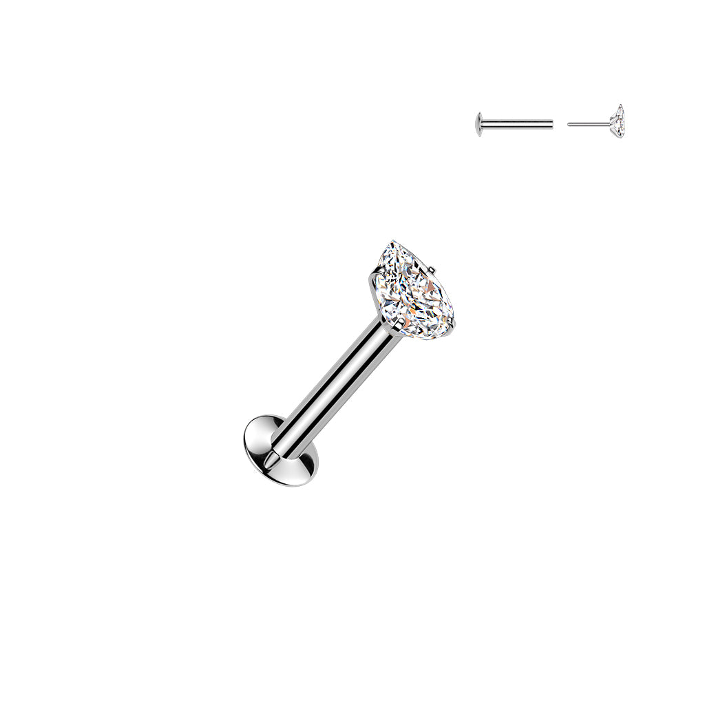 Small Pear Crystal Silver